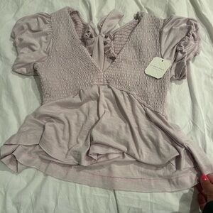 Elegant Lilac Smocked Women's Top